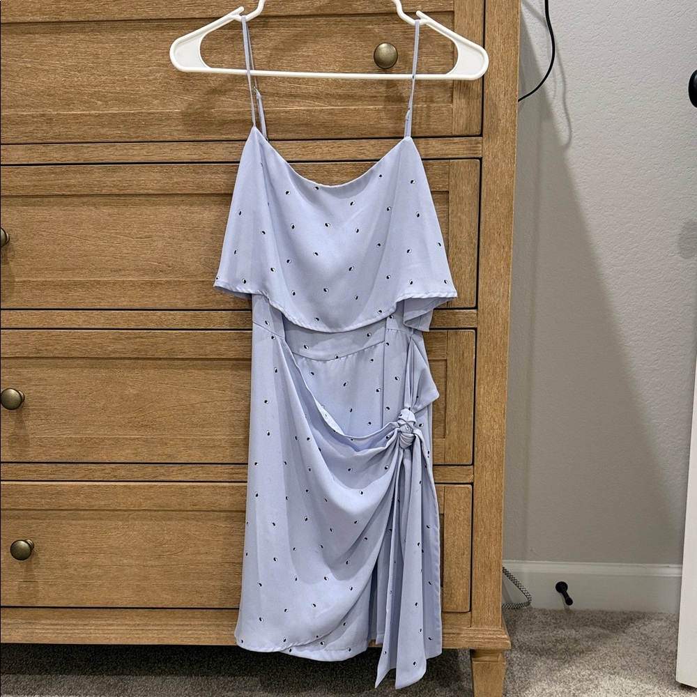 Elegant Light Blue Boutique Polka Dot Dress